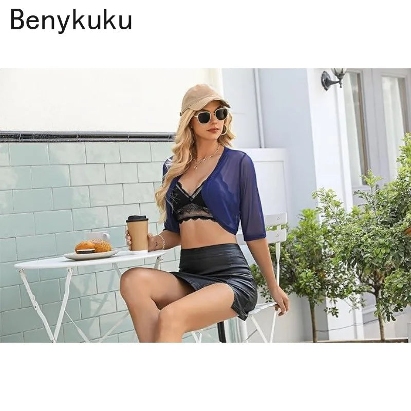 Vintage Mesh Bolero Shrug Cropped Jacket