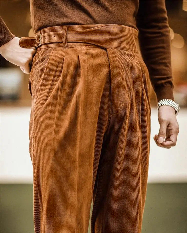 بدلة شتوية رجالية من قماش مخملي من قطعتين