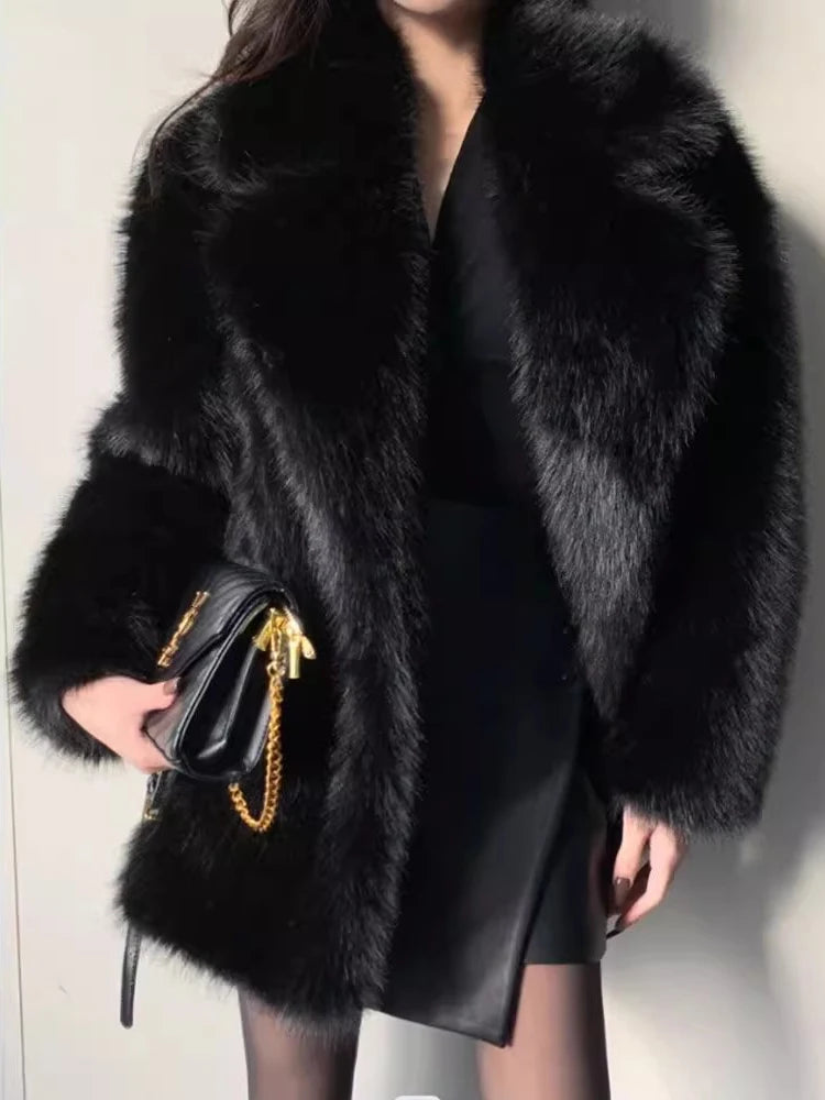 Oversized Faux Fox Fur Winter Coat