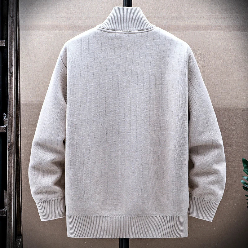 Men Fleece Knit Cardigan Jacket