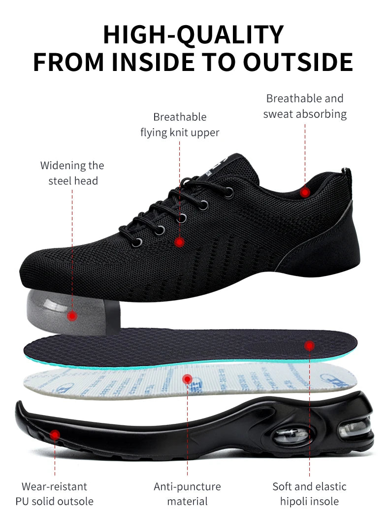 أحذية أمان للجنسين قابلة للتهوية بأصابع فولاذية