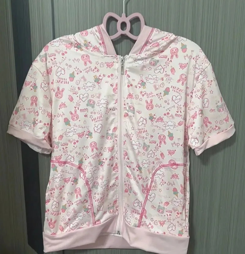 Kawaii Cartoon Hooded Summer Short Jacket