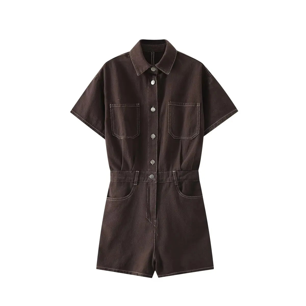 DenimPulse™ – Waist Slim Short Denim Jumpsuit (Playful, Sculpted & Trendy)