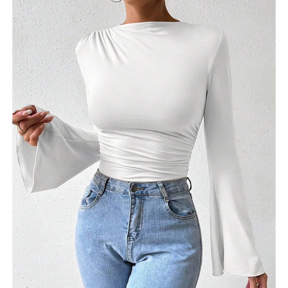 Ribbed Square Neck Bodysuit – Short Sleeve Top