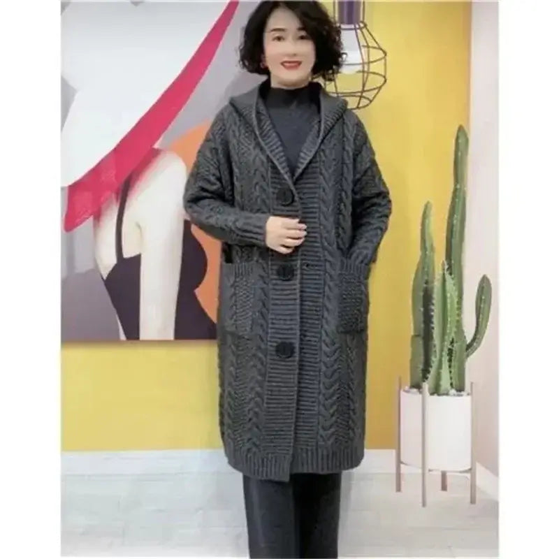 Women Twists Long Knit Cardigan
