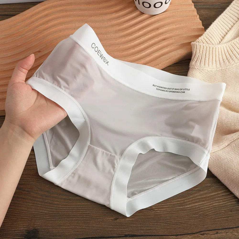 سراويل داخلية نسائية من الحرير الجليدي المكشكش