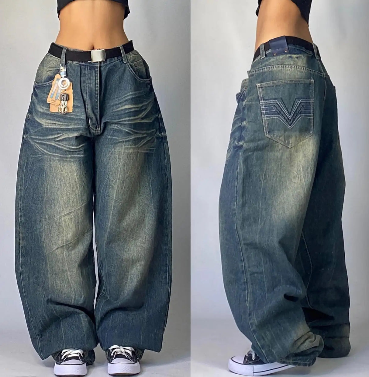 Vintage Letter Y2K Wide Leg Jeans