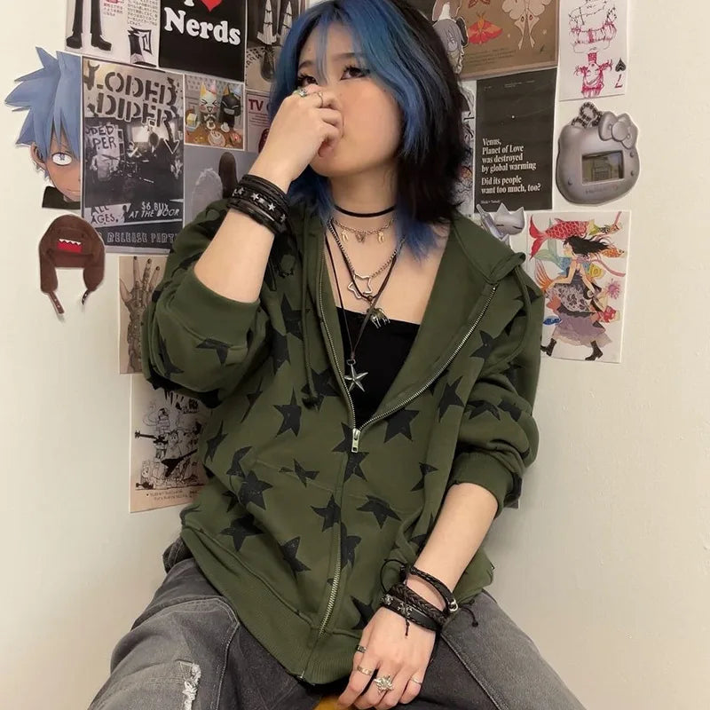 Gothic Stars Zip Hoodie