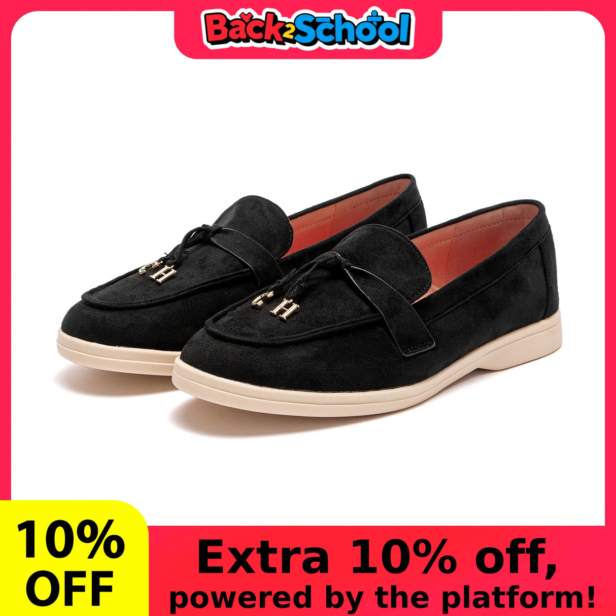 صنادل لوفر سوداء مدببة للنساء