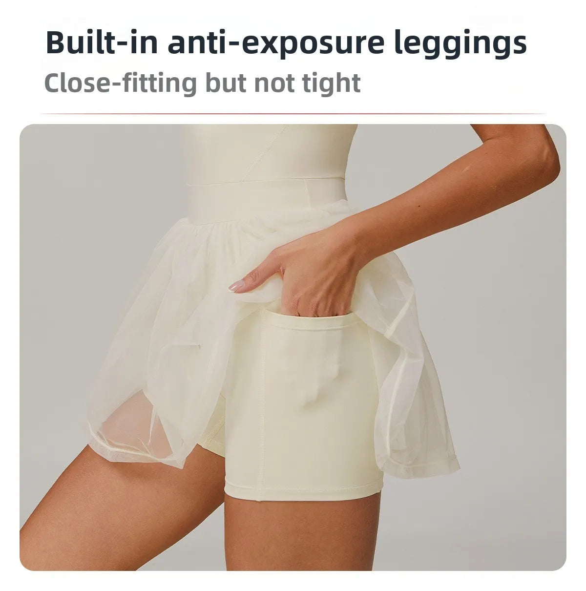 تنورة تنس نسائية شبكية قابلة للتنفس