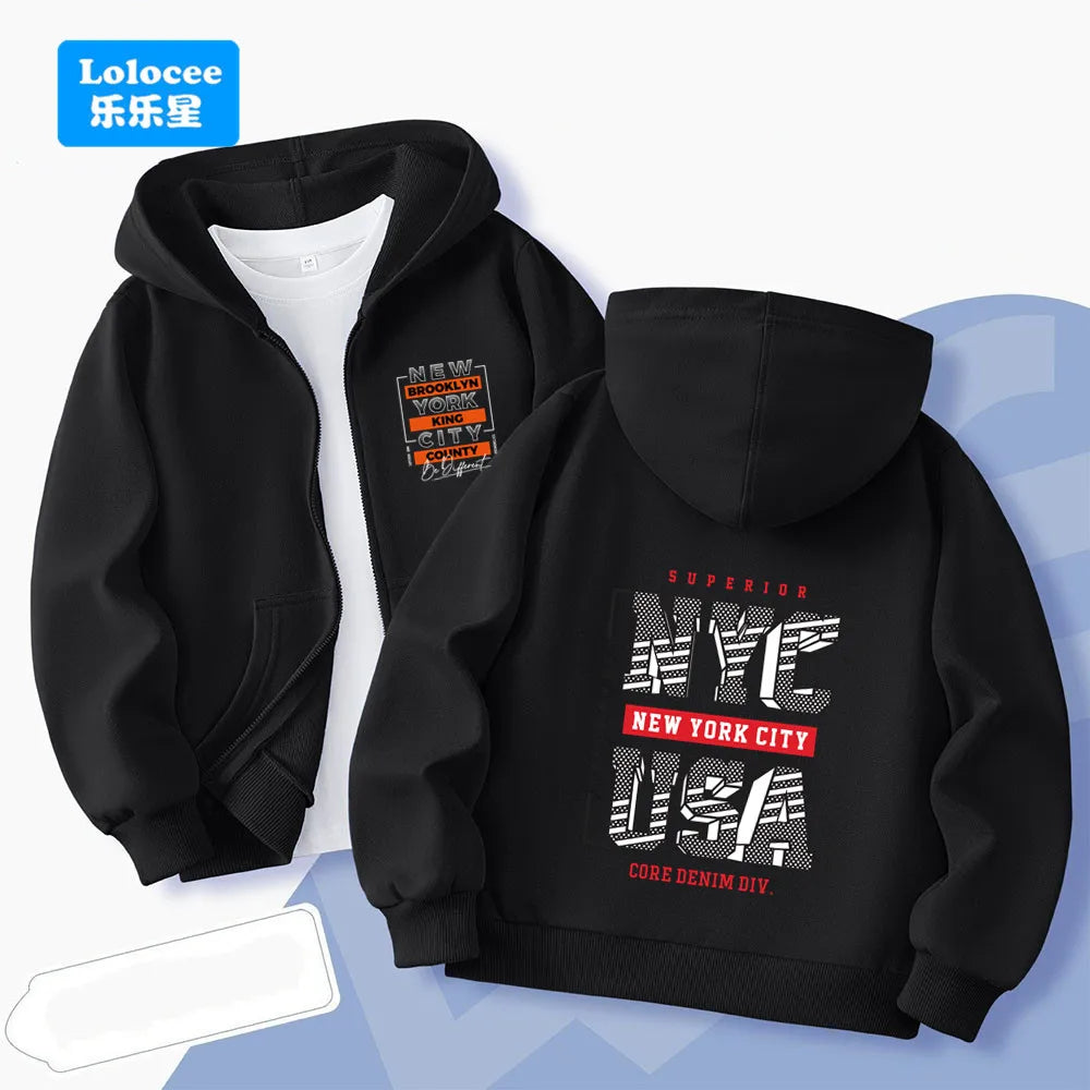 Brooklyn Print Zip-Up Hoodie