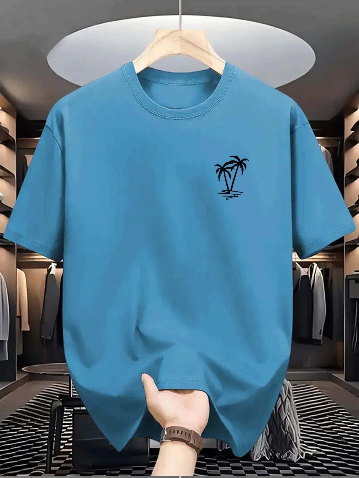 تي شيرت رجالي بطبعة جوز الهند