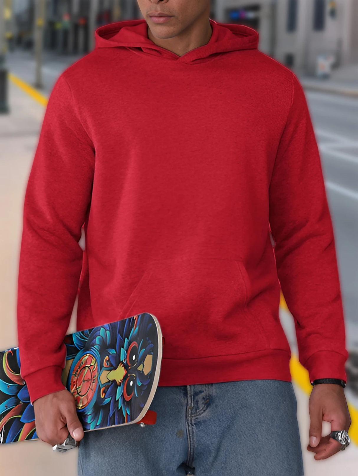 هودي رجالي بمقاسات كبيرة - قصة مريحة مع جيب