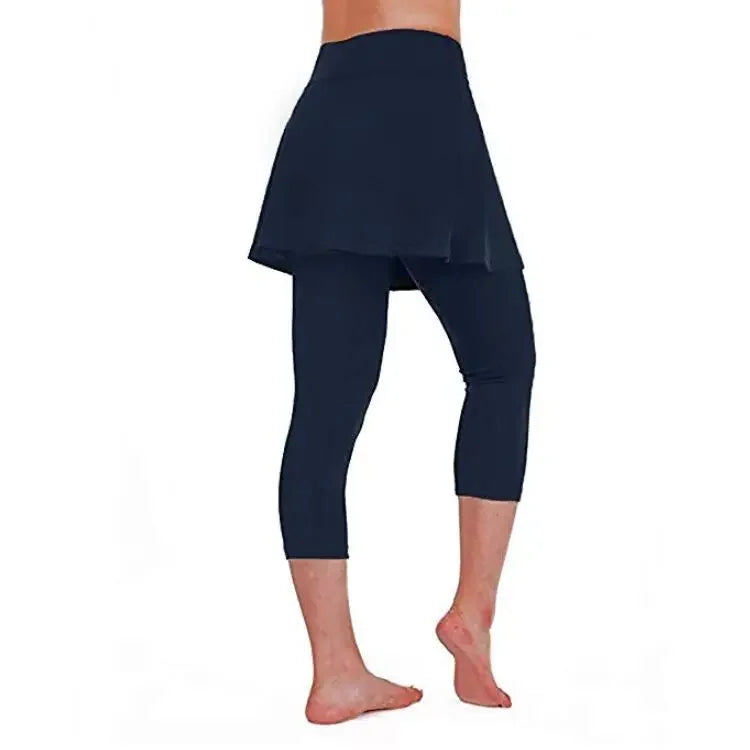 Women High Elastic 2-Piece Skirt Pants Set