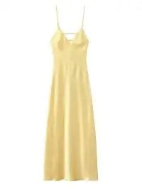 Golden Satin Backless Evening Gown
