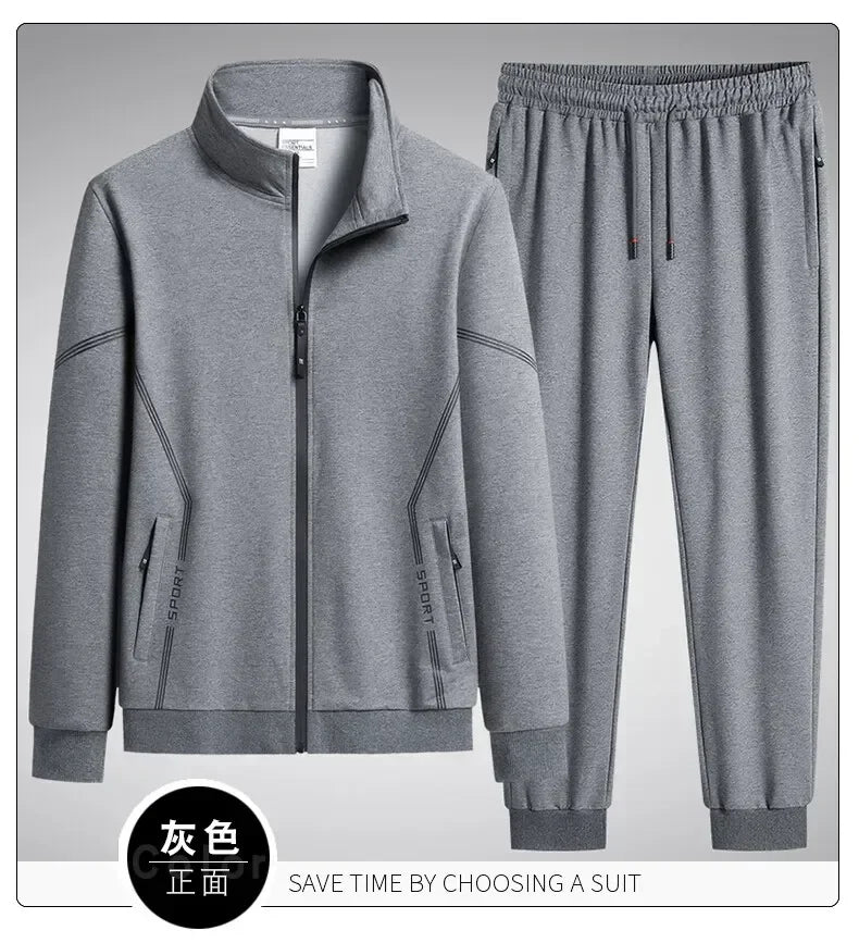 Men’s Plus Size Solid Tracksuit Set