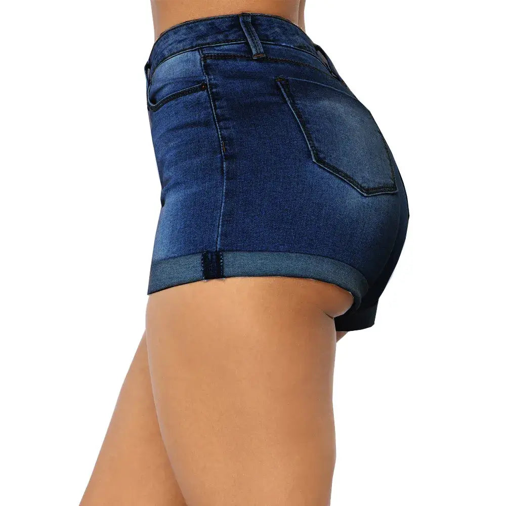 Women High Waist Skinny Denim Shorts