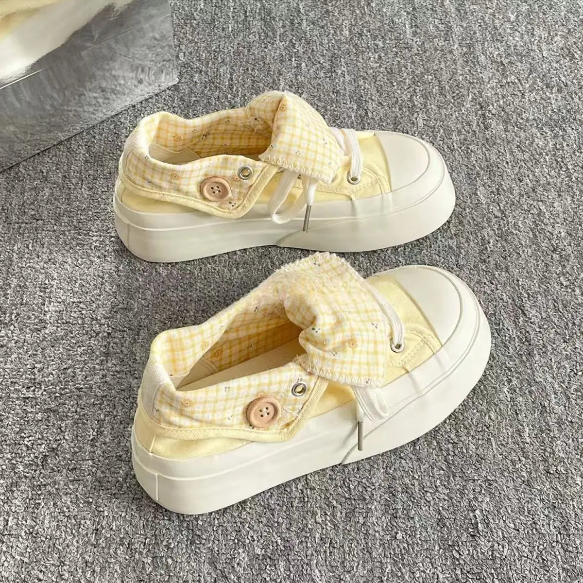 Women Canvas Shoes Thick Sole White Sneakers
