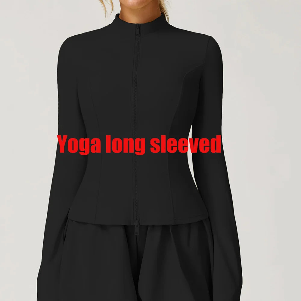 Women's Standing Collar Long Sleeve Yoga Jacket – Summer Training Top