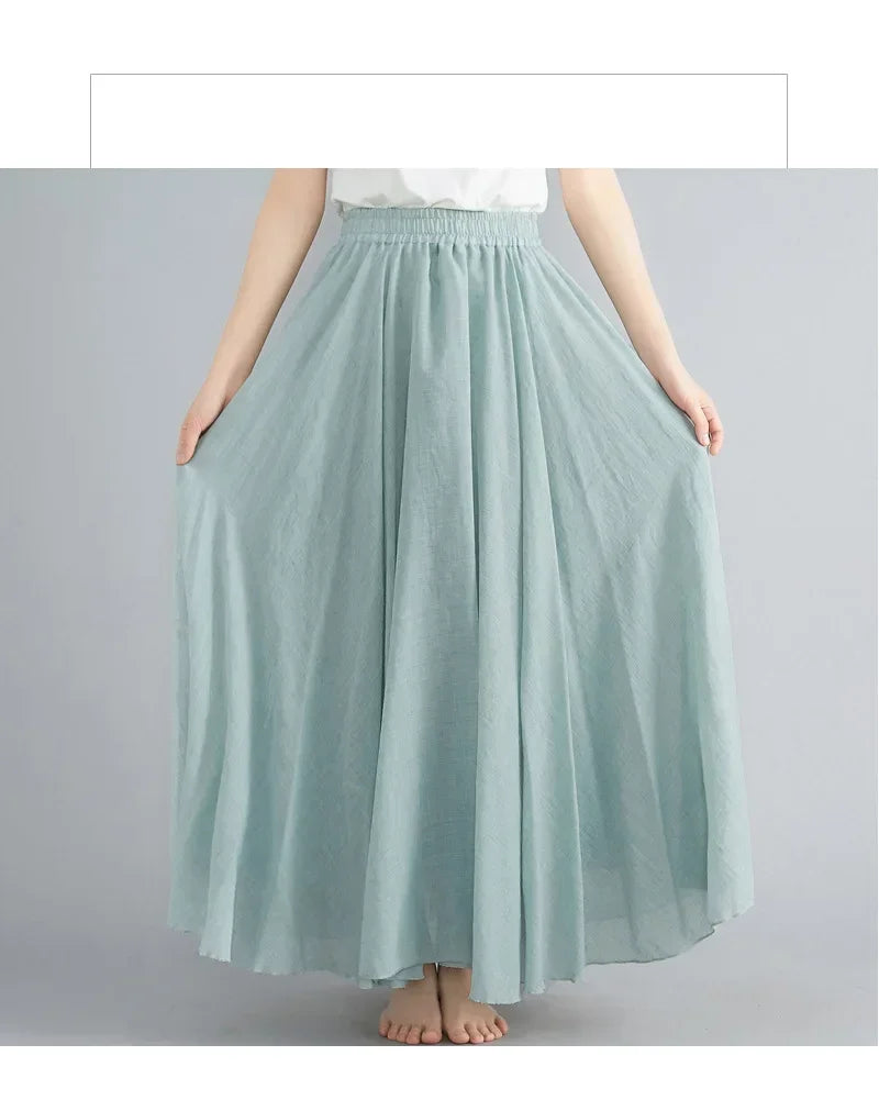Women Linen Maxi Skirt