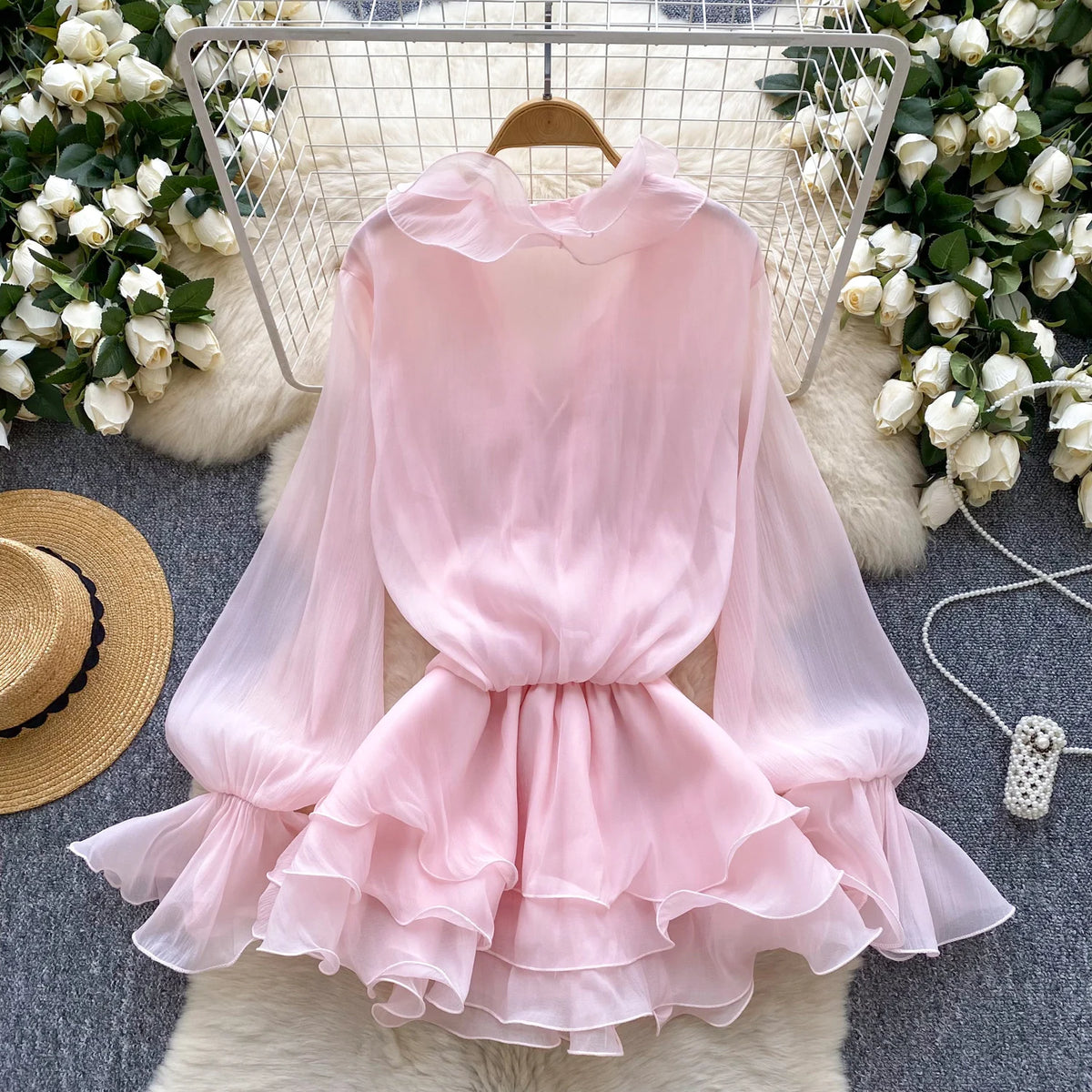 Women's Floral Chiffon Mini Dress