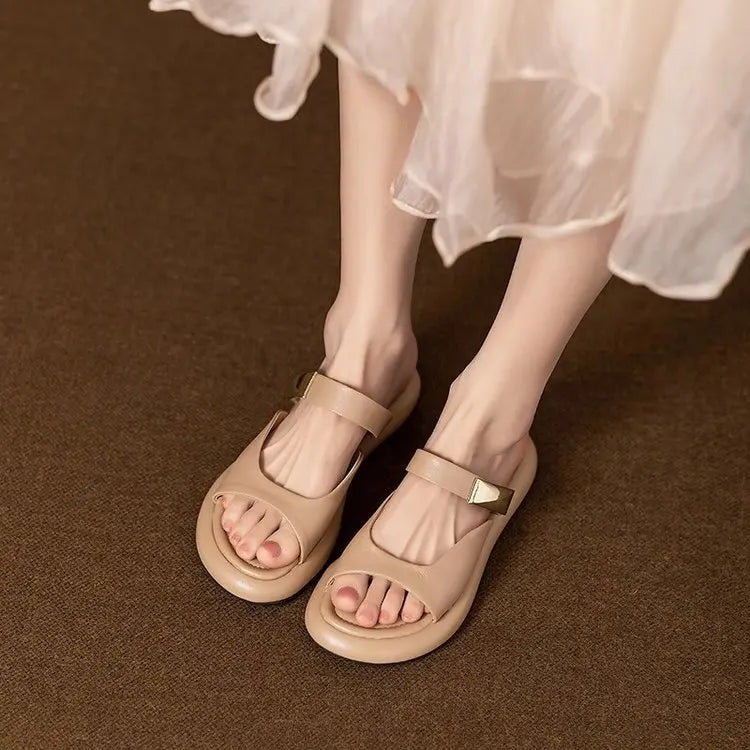Women Minimalist White Slide Sandals