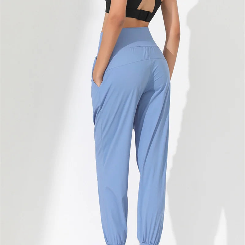 Hearuisavy Loose Quick-Dry Yoga Pants – Pleated Jogging Capris with Pockets