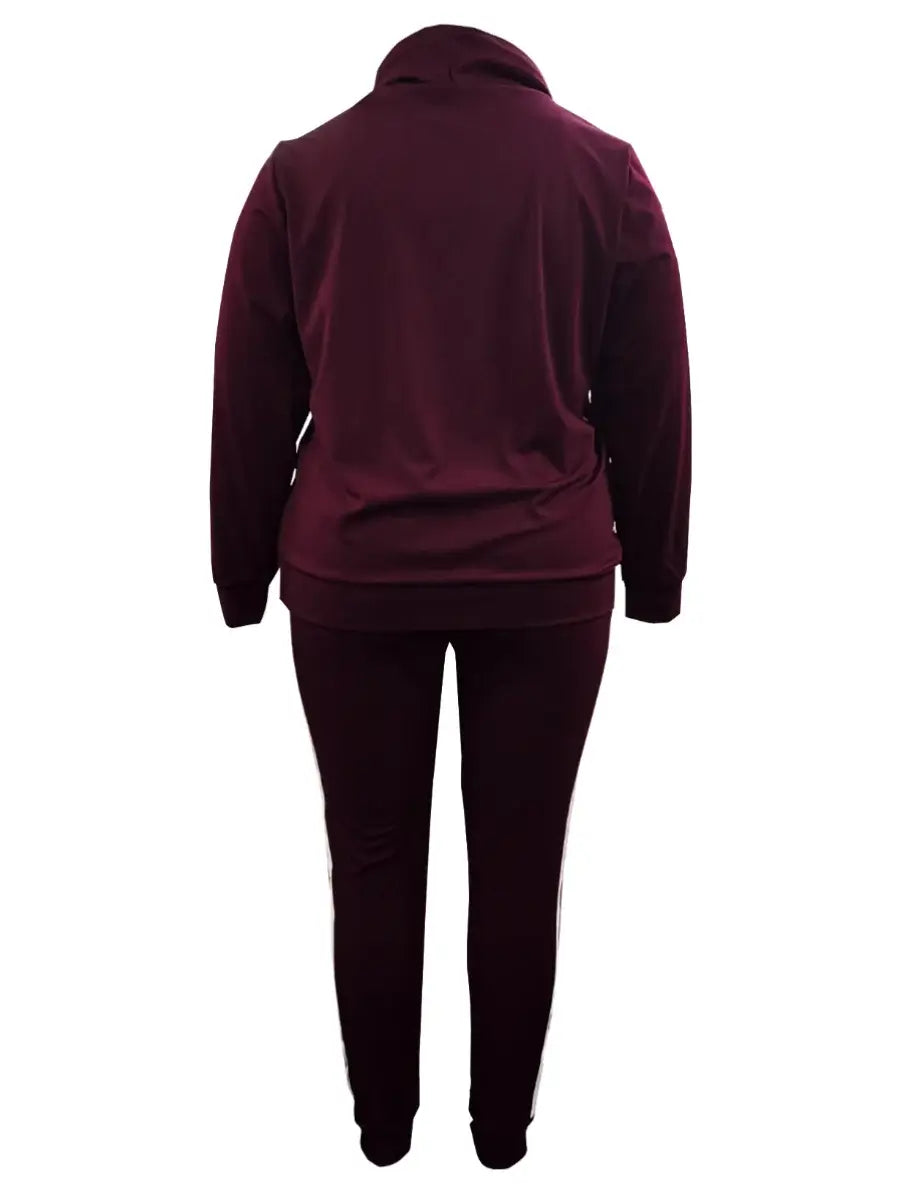 Women Plus Size Striped Sweatsuit