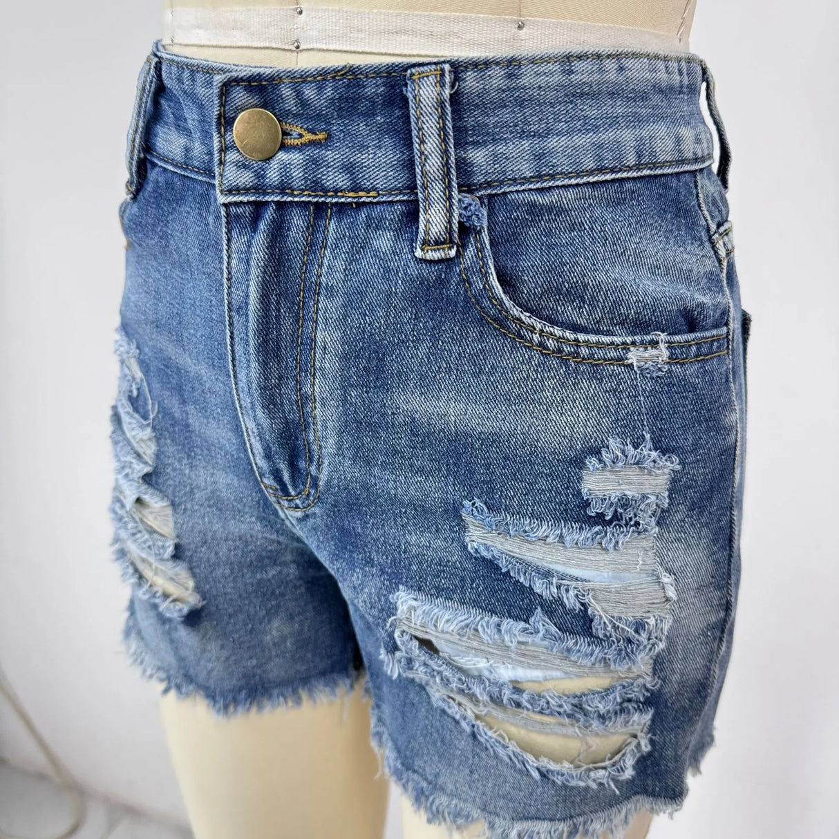 2000s Tassel Ripped Hot Denim Shorts