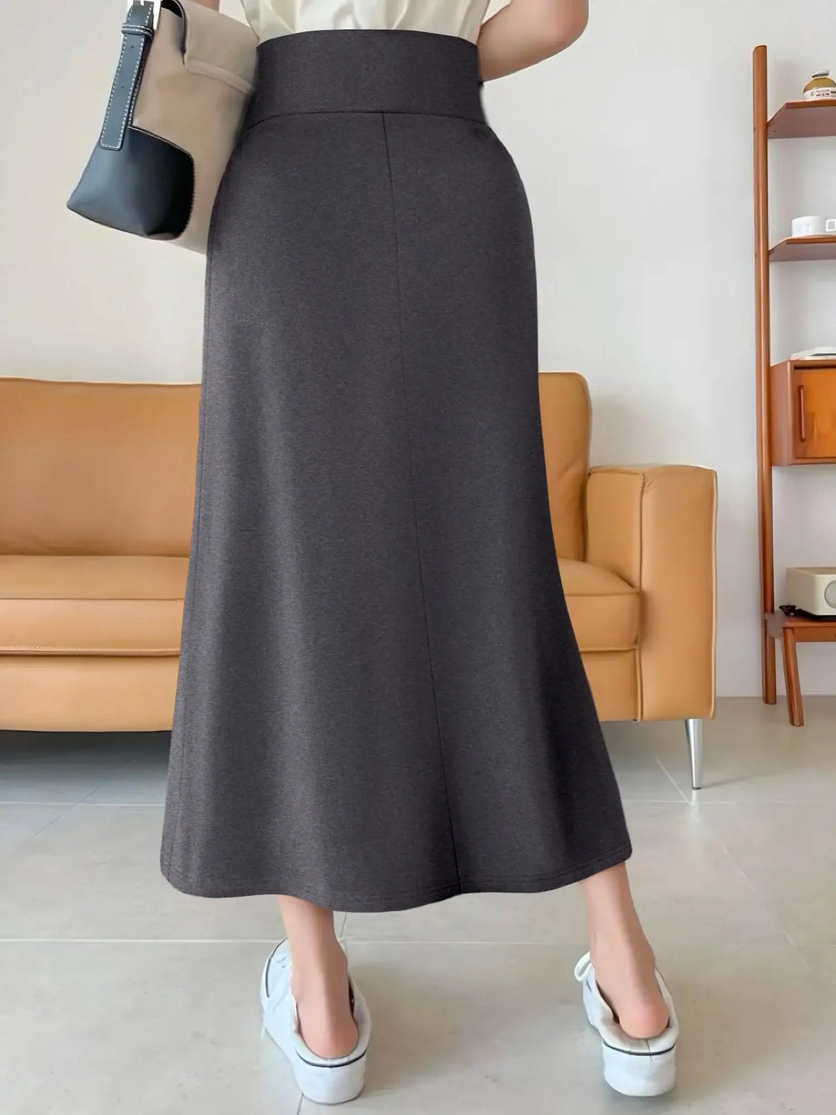 Women Solid High Waist Mermaid Skirt