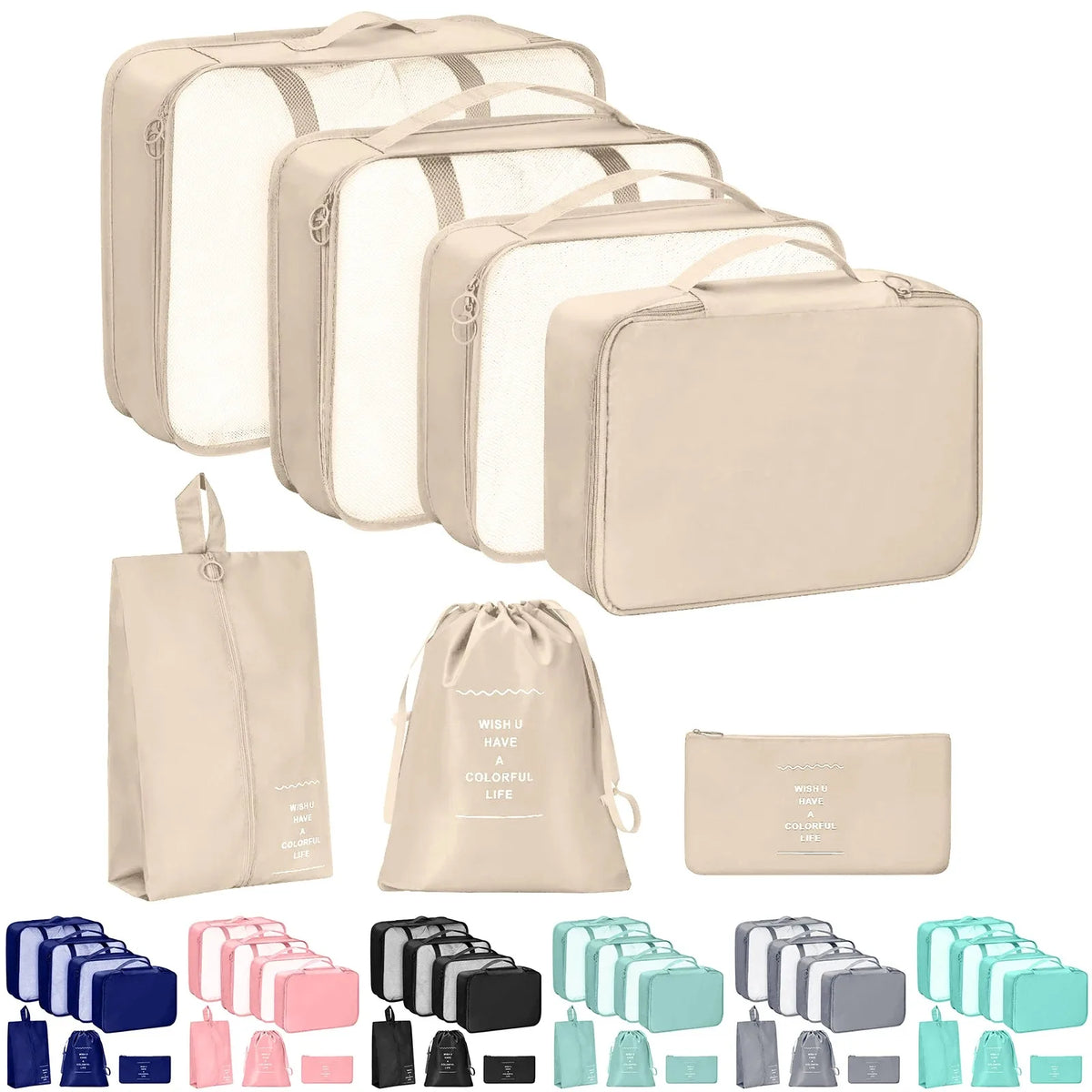 7-Piece Travel Packing Organizer Set – Folding Luggage Cubes