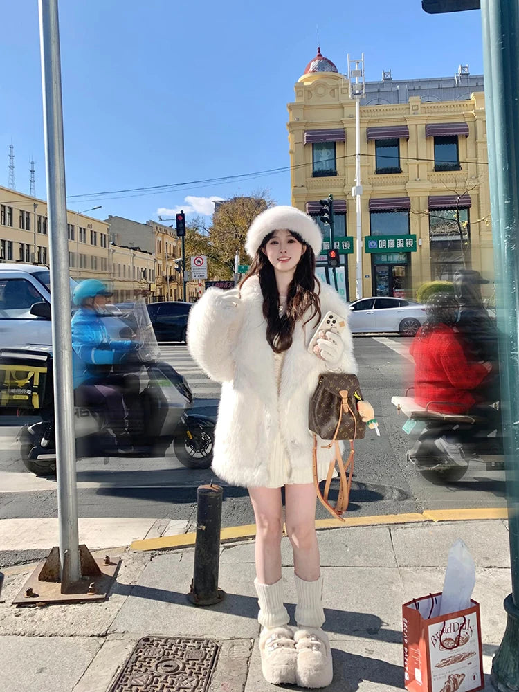 Oversized Faux Fox Fur Winter Coat
