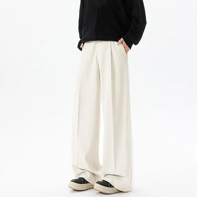 Men's Plus Size Vintage Pleated Trousers – Wide Leg