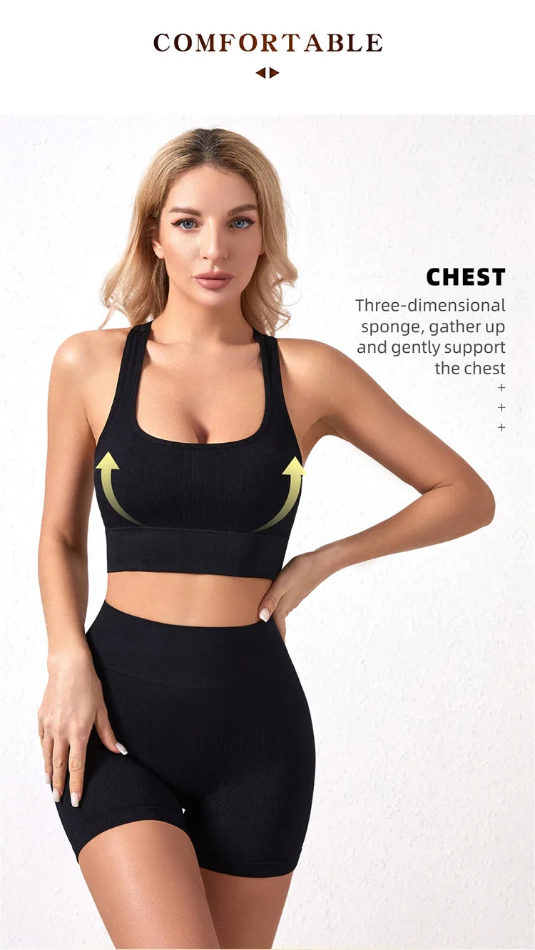 Women Seamless Yoga Bra Set