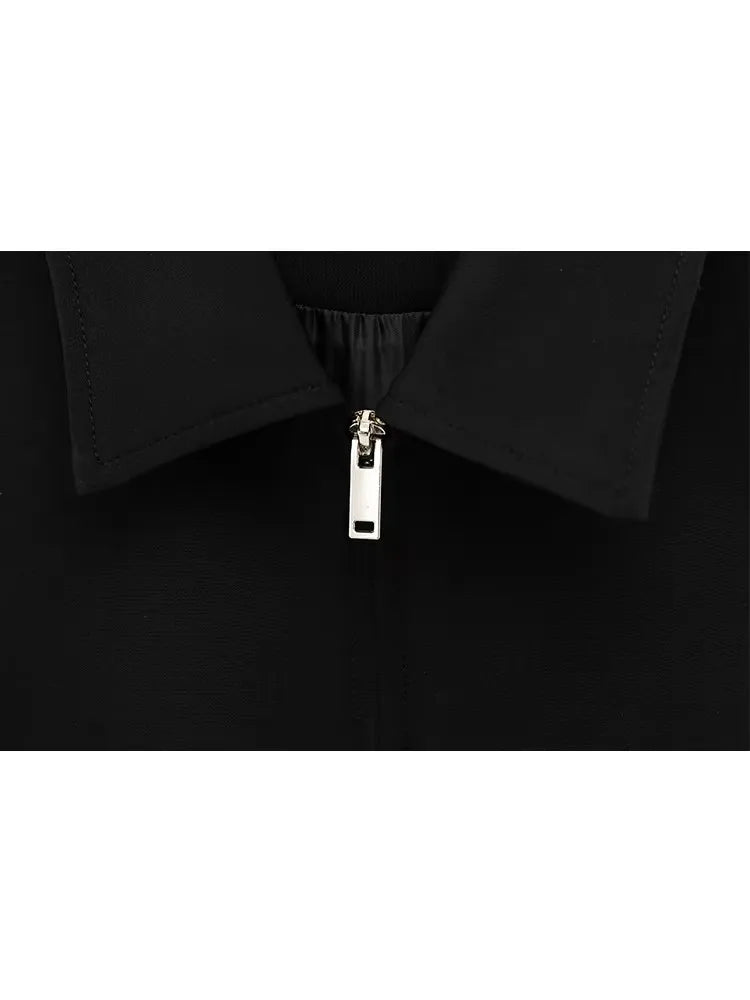 Lapel Zip Wide Leg Pant Set