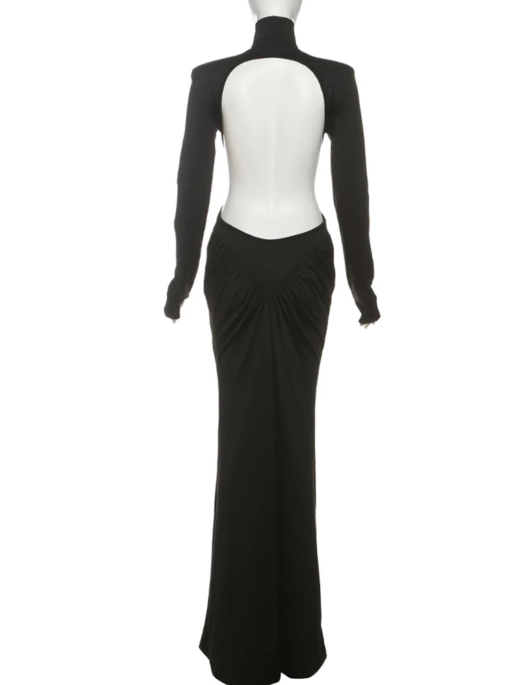Women's Backless Ruched Maxi Dress