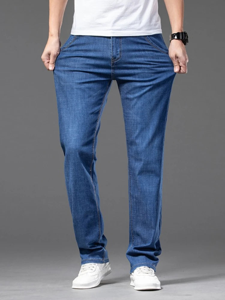 بنطلون جينز رجالي مستقيم بمقاسات كبيرة