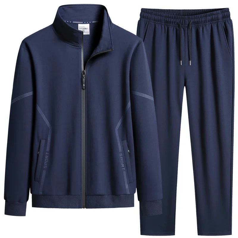 Men’s Plus Size Solid Tracksuit Set