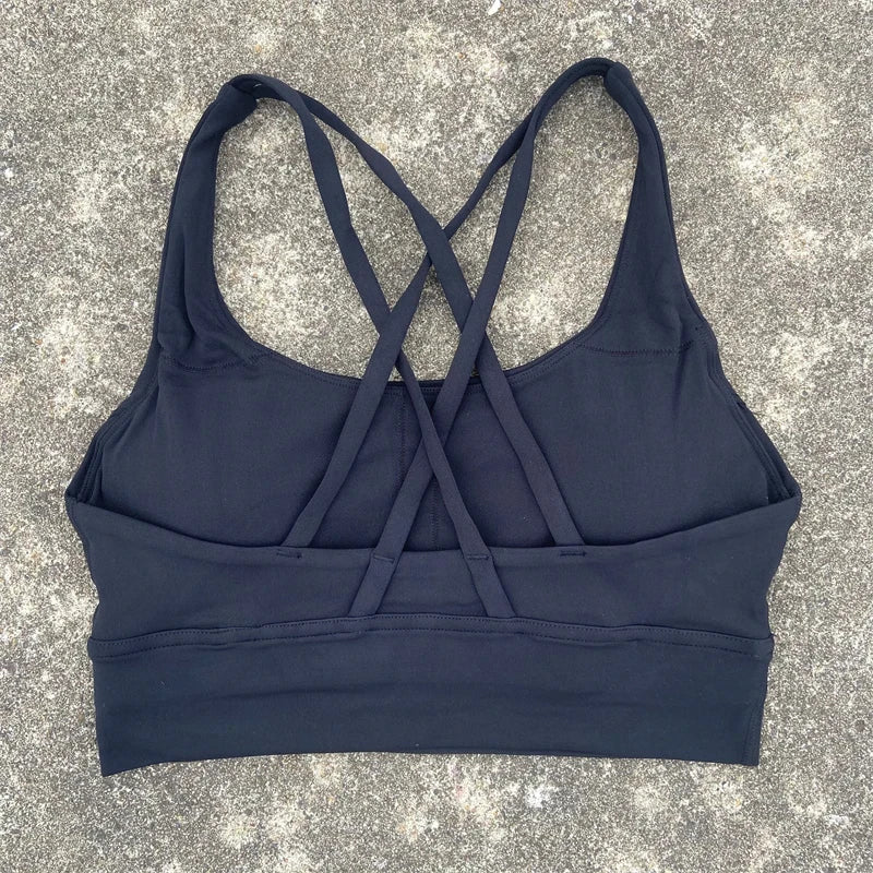 Women Cross Strap Sports Bra with Pads
