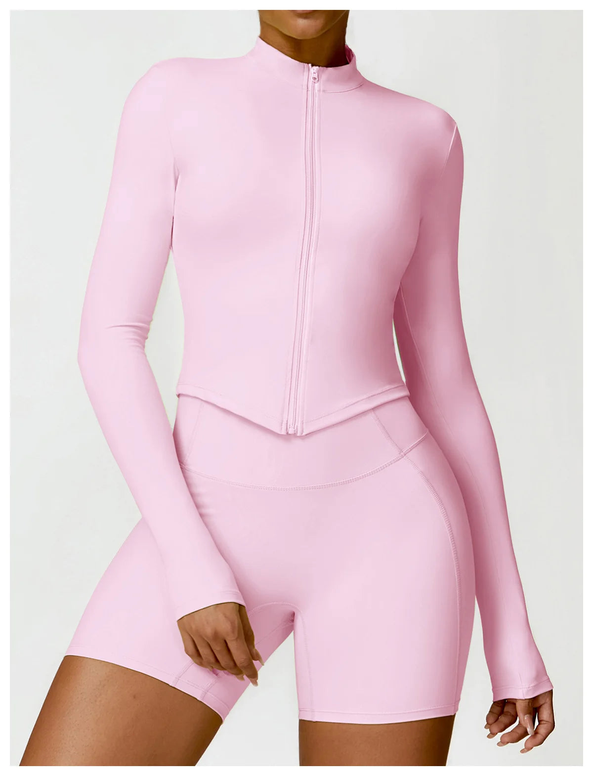 Women's Zip Long Sleeve Yoga Jacket – Gym Push-Up Sportswear Top