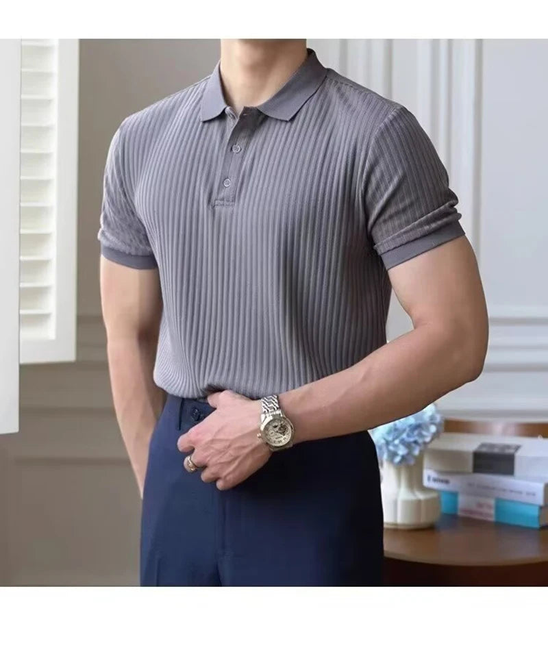 Men Stripe Polo Shirt