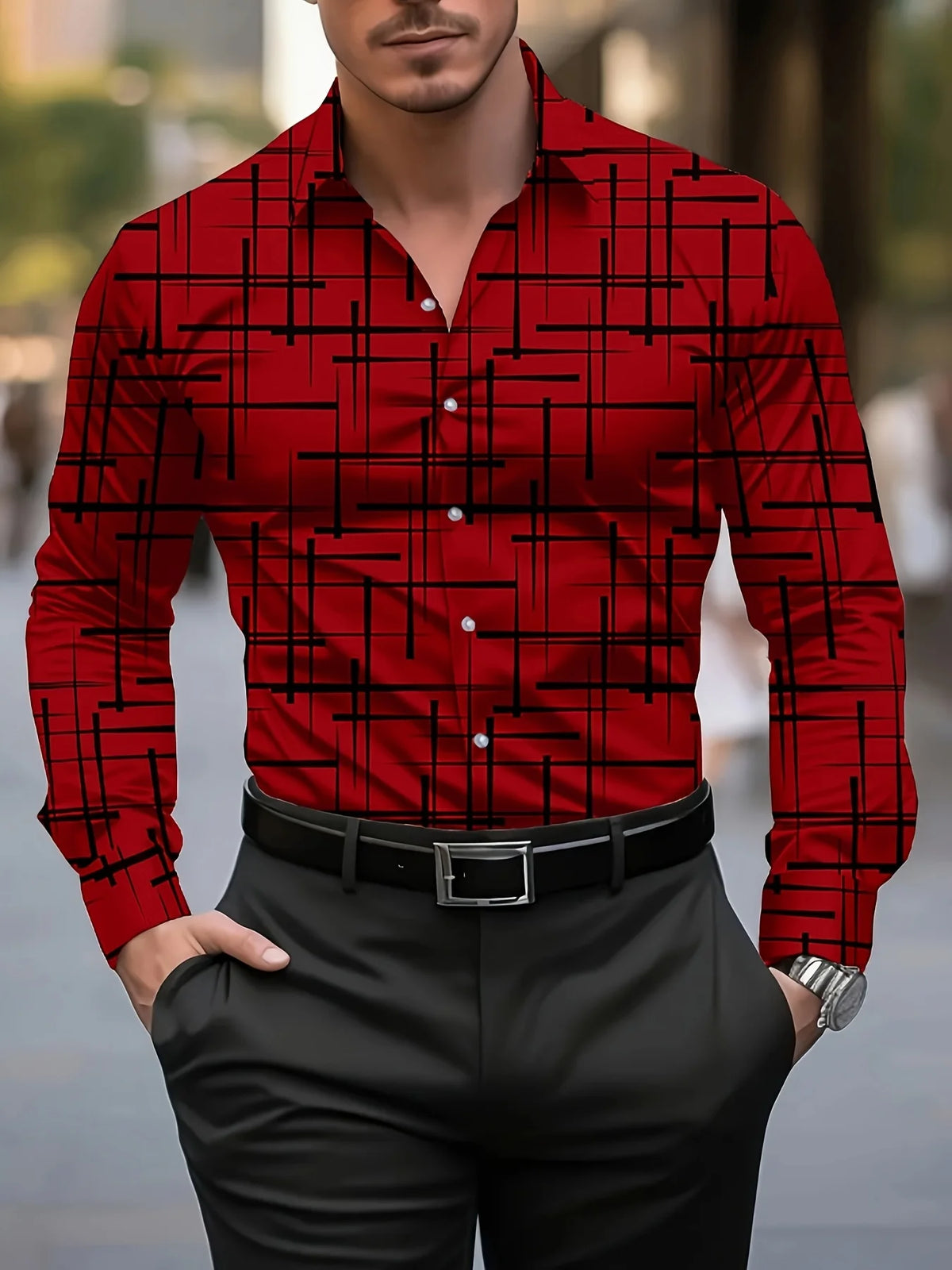 Crimson Floral Dress Shirt
