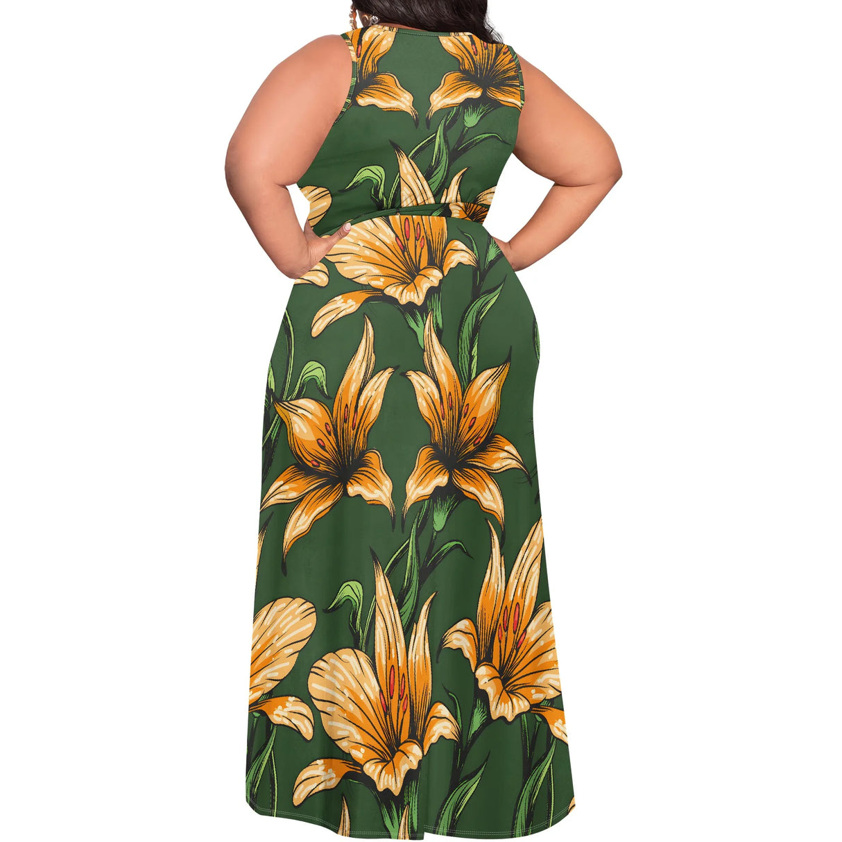 فستان ماكسي نسائي بطباعة ثلاثية الأبعاد