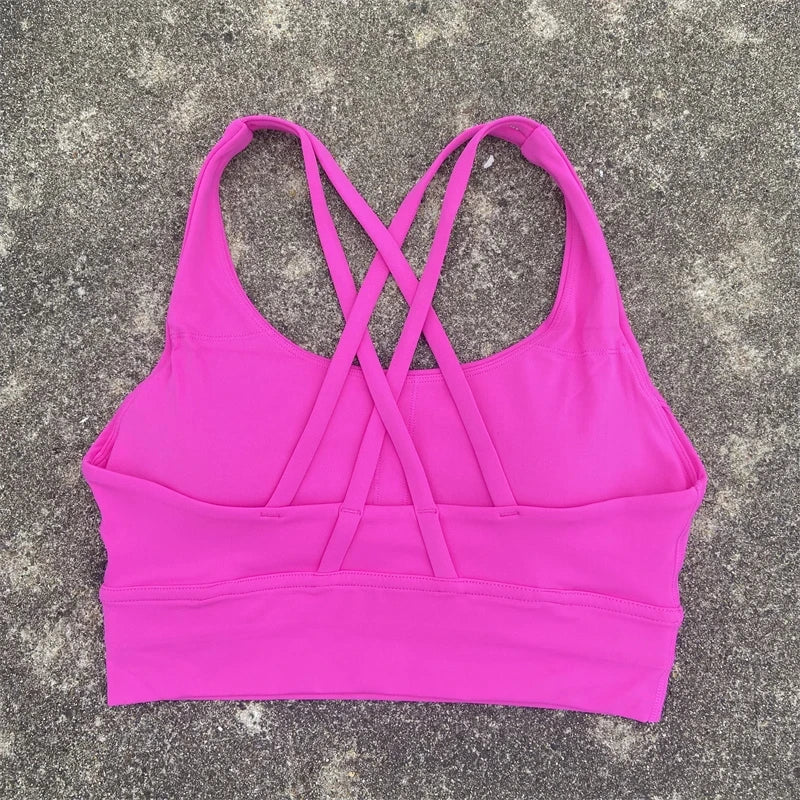 Women Cross Strap Sports Bra with Pads