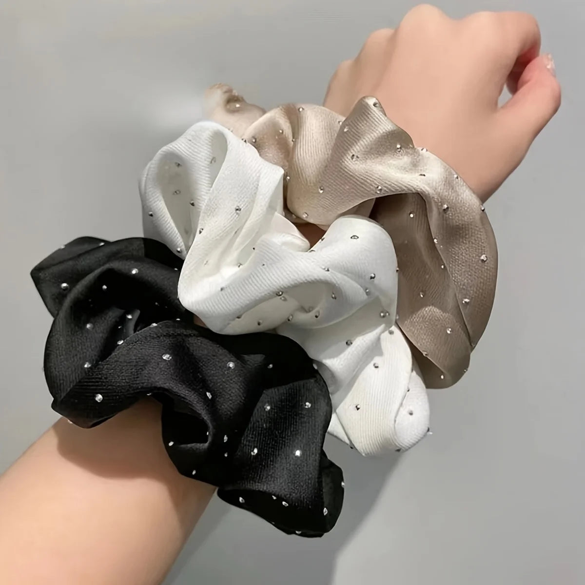 Rhinestone Satin Scrunchies