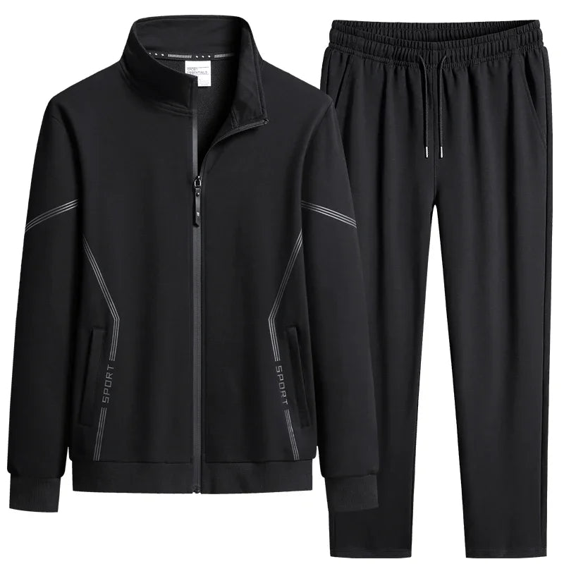 Men’s Plus Size Solid Tracksuit Set