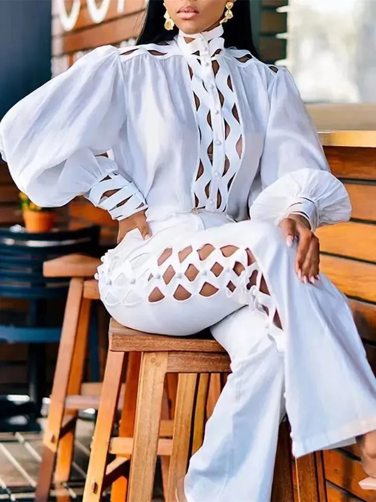 طقم بنطال مجوف بمقاسات كبيرة