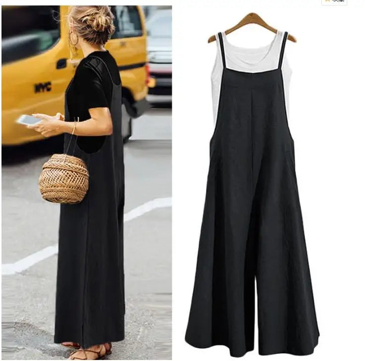 Women Cotton Wide Leg Jumpsuit