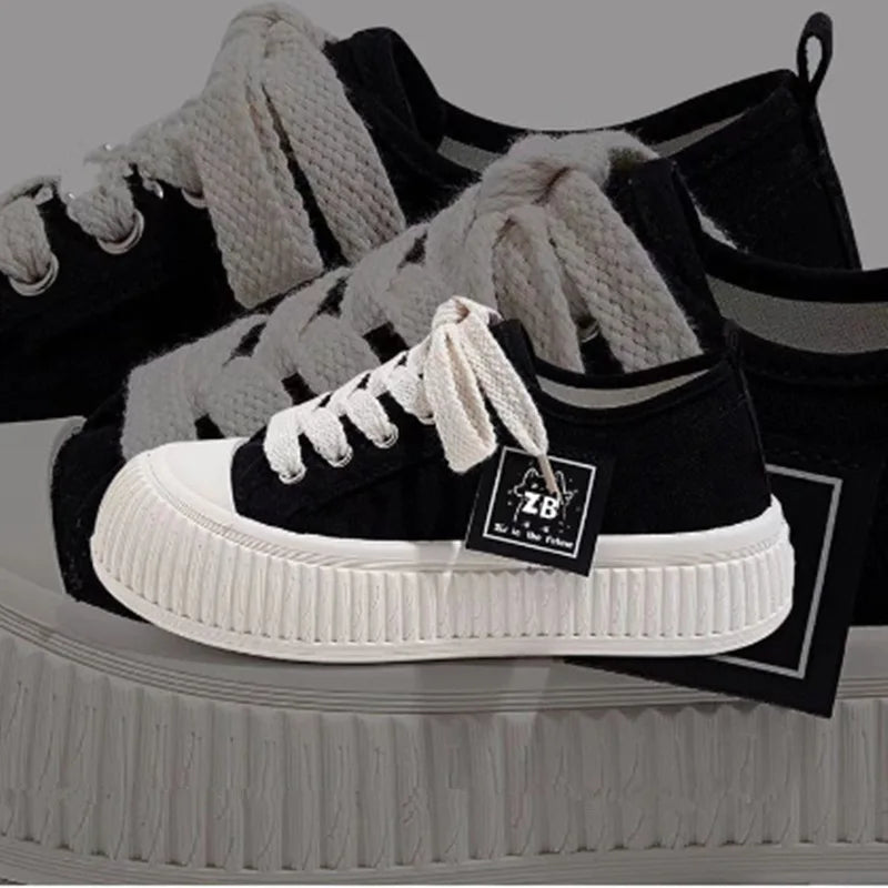 Women Canvas Shoes Soft Sole Lace Up Sneakers