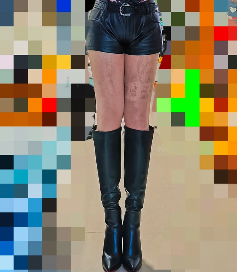 Women Pole Knee High Designer Boots – Sexy Leather High Heel